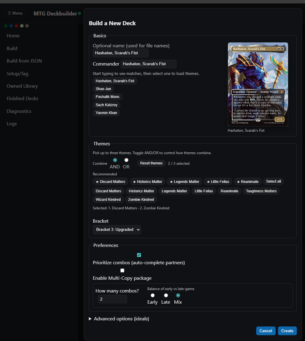 Magic: The Gathering Python Deckbuilder
